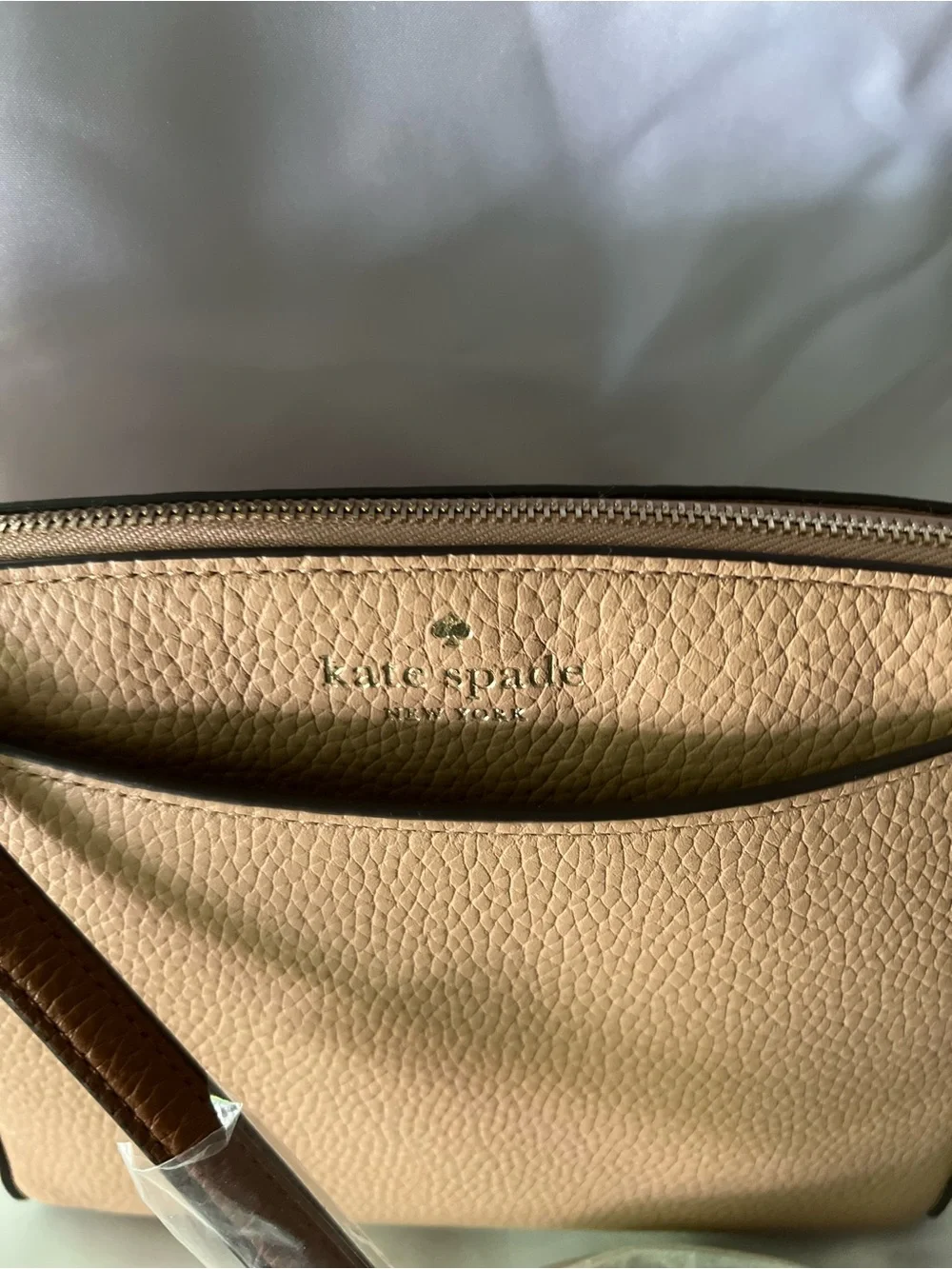 Kate Spade Pebbled Leather Crossbody Bag in Tan and White